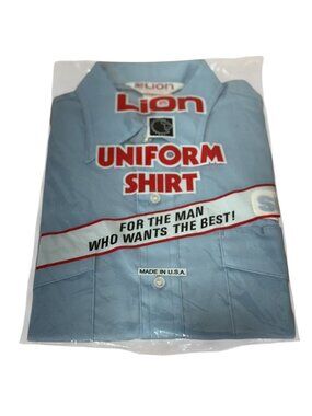 Lion Sun Oil Uniform Shirt Large Short Sleeve 70s NOS Blue